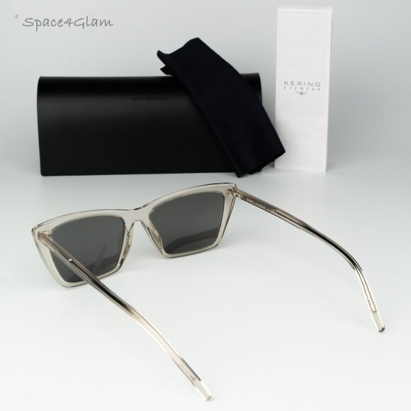 Saint Laurent Women Sunglasses Beige Silver Cat Eye SL737 MICA THIN 004 NEW - Picture 9 of 13